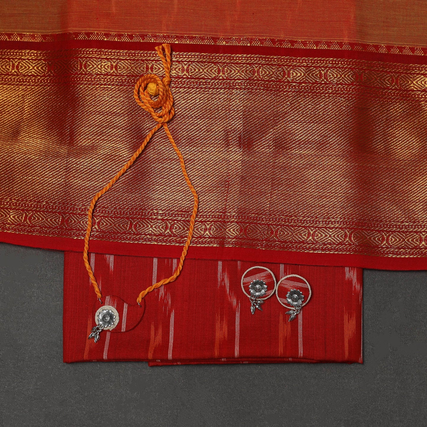 Pochampally ikat cotton 2pc unstitched dress material