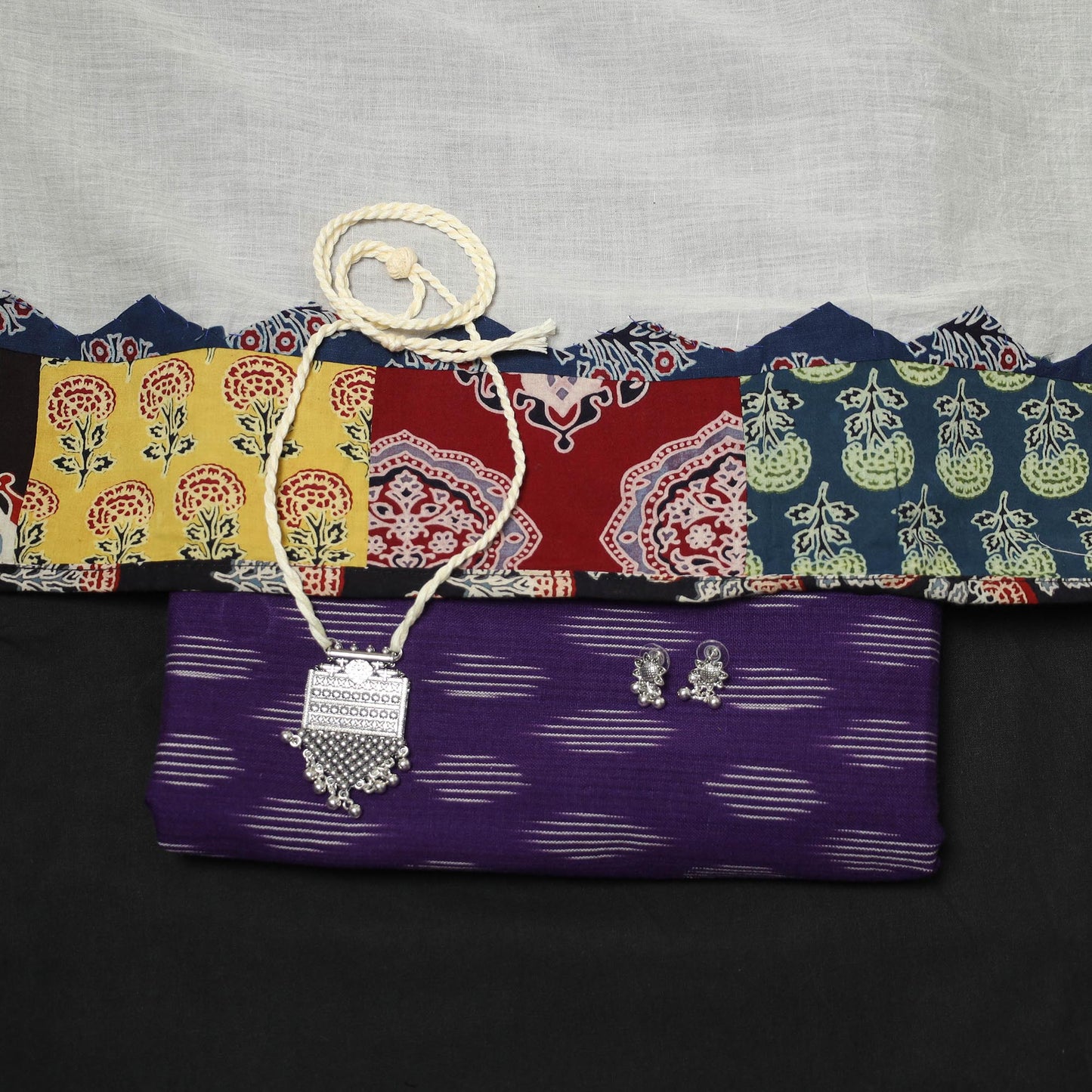 Pochampally ikat cotton 2pc unstitched dress material