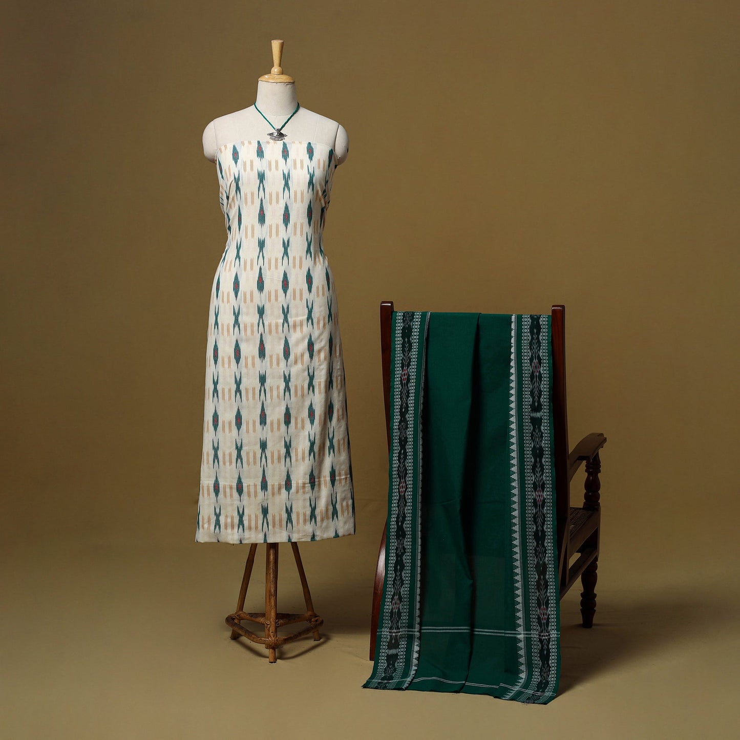 Pochampally ikat cotton 2pc unstitched dress material