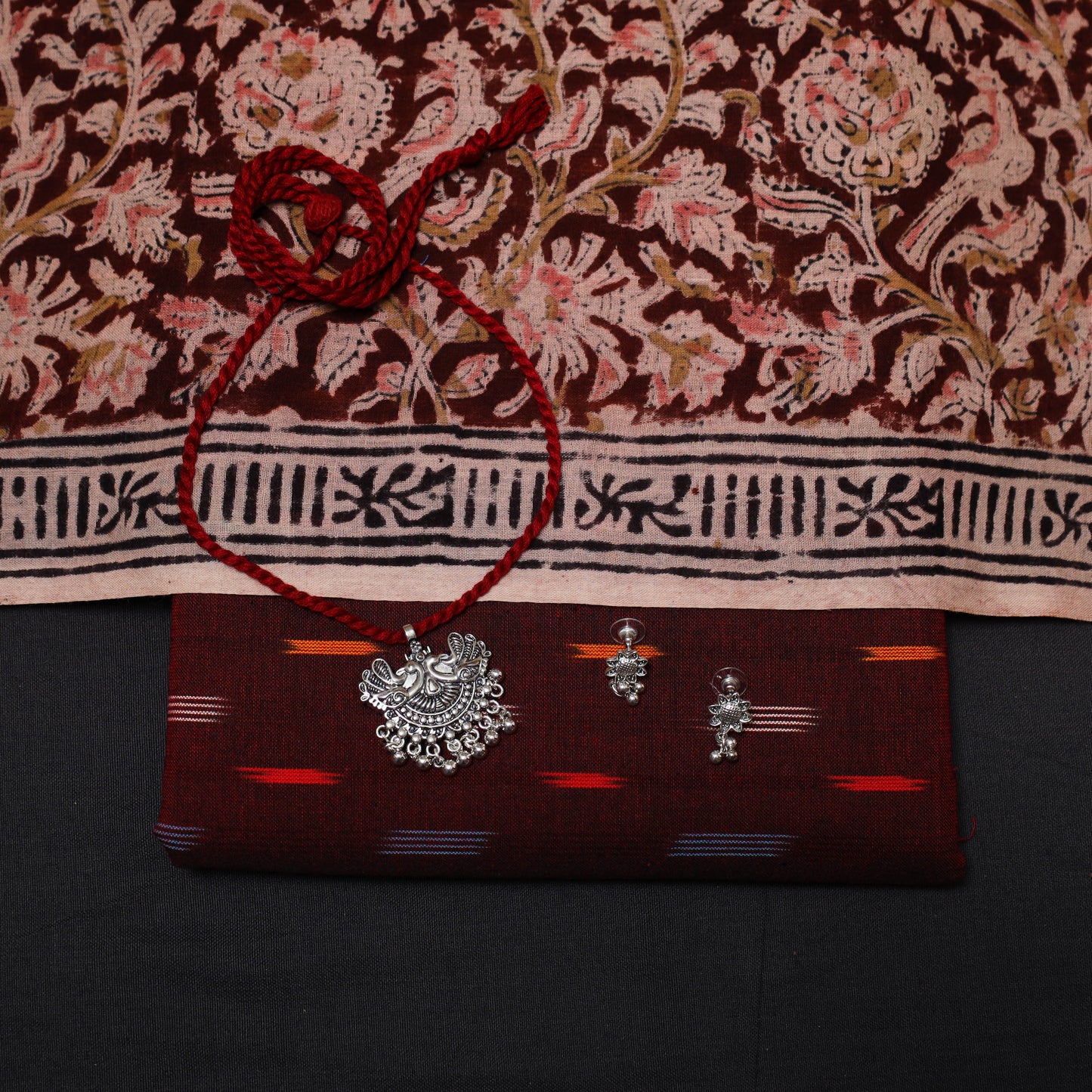 Pochampally ikat cotton 2pc unstitched dress material