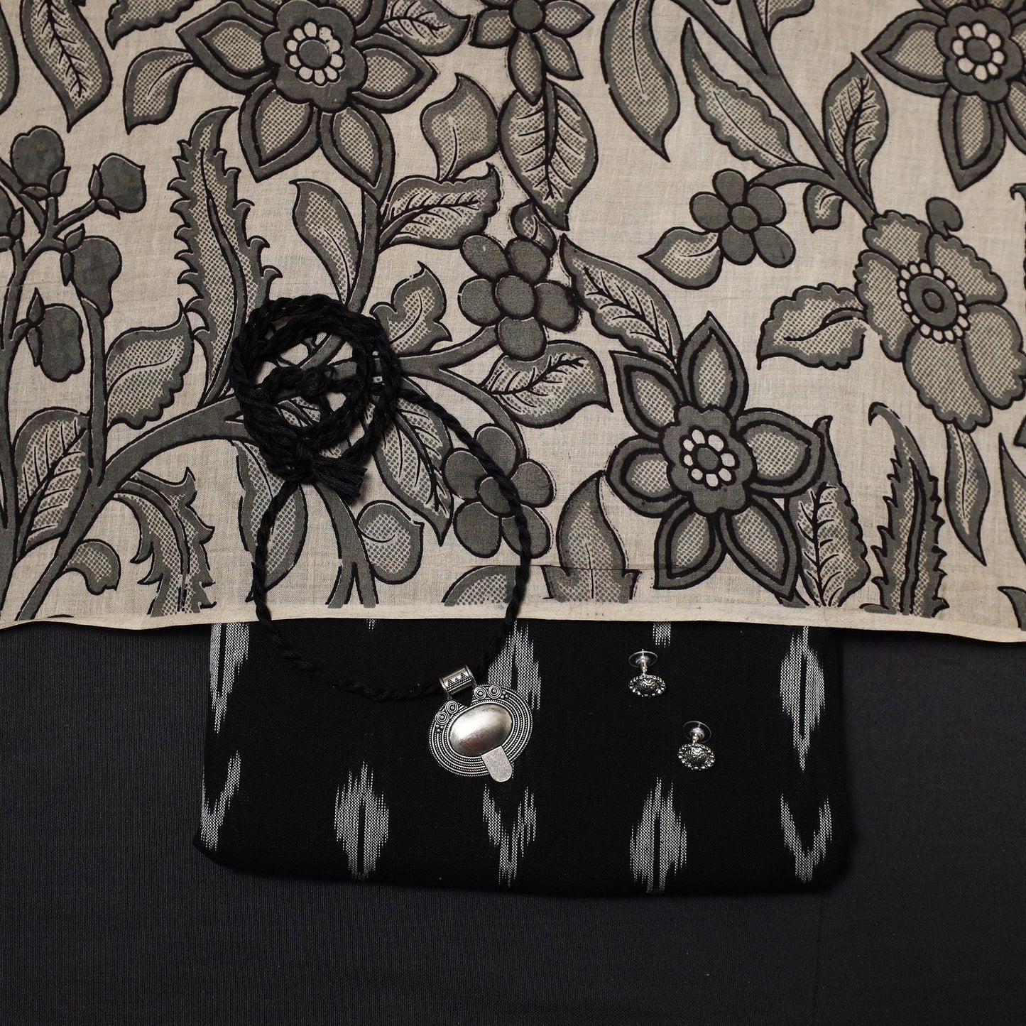 Pochampally ikat cotton 2pc unstitched dress material