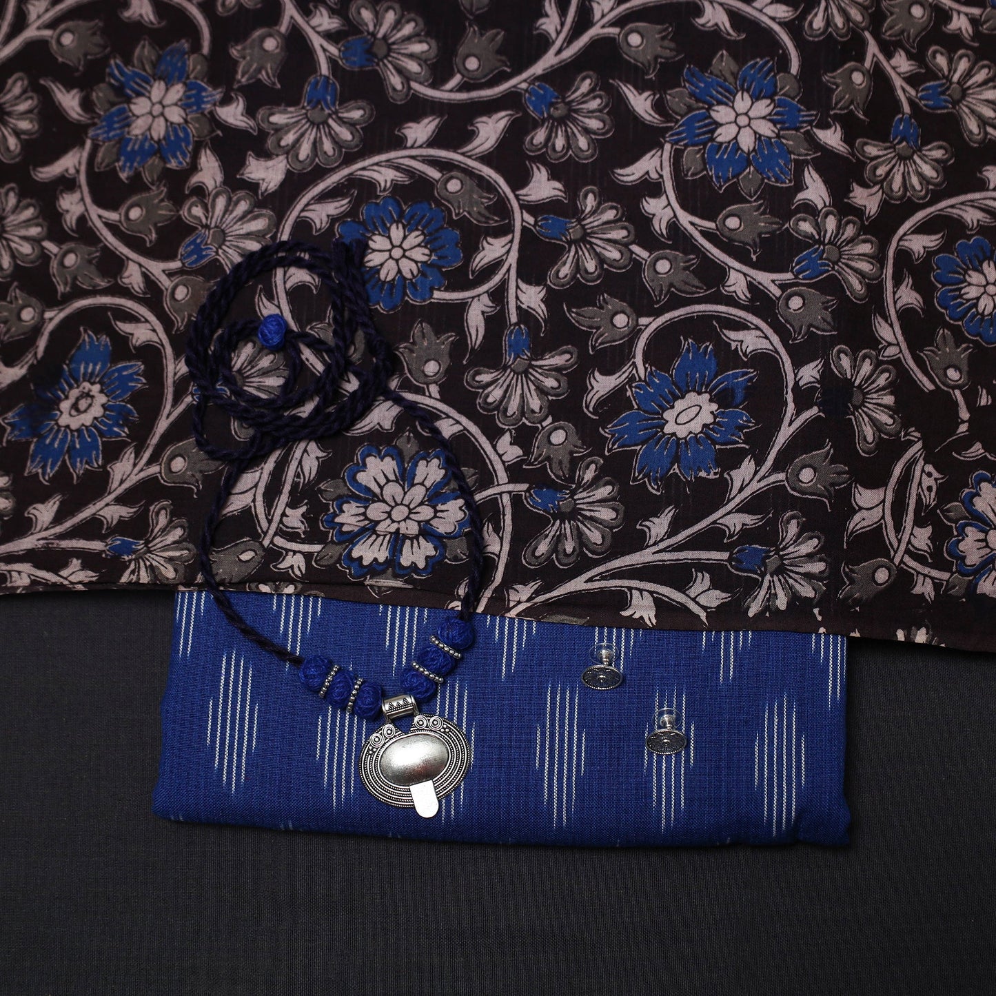 Pochampally ikat cotton 2pc unstitched dress material