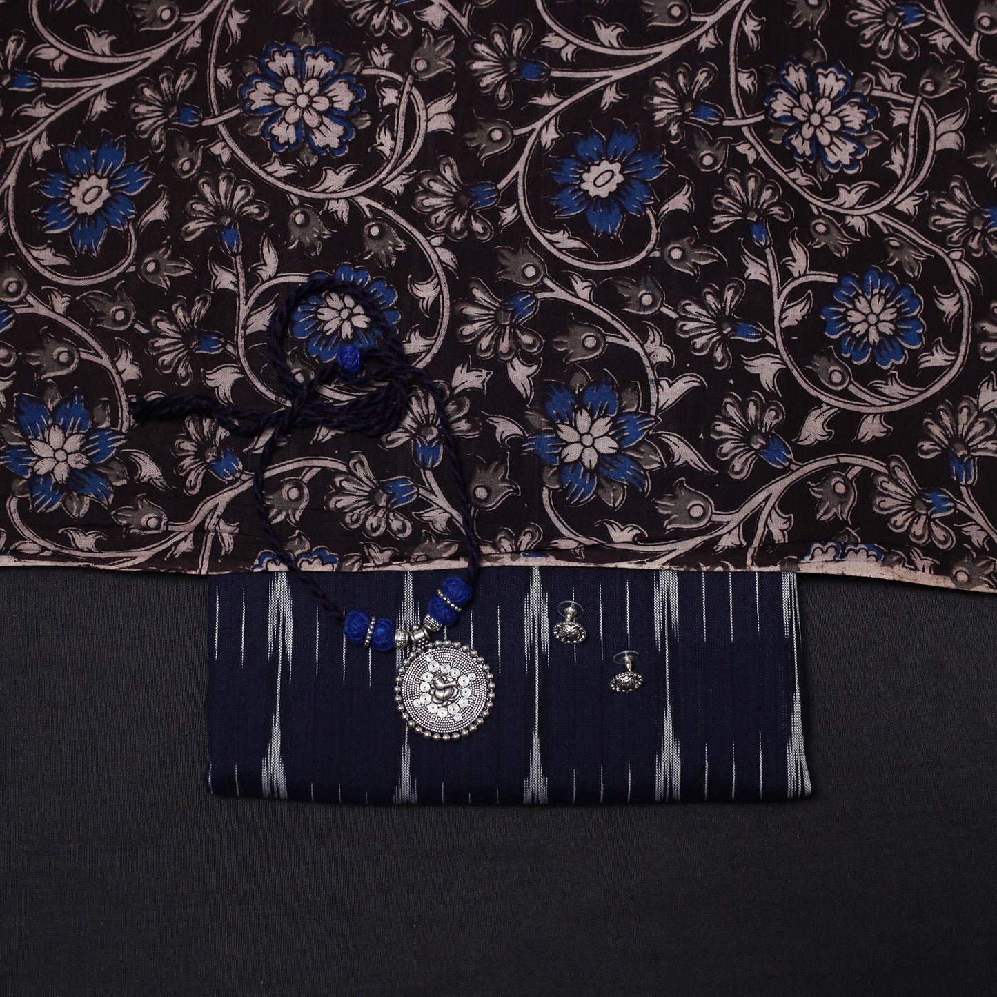 Pochampally ikat cotton 2pc unstitched dress material