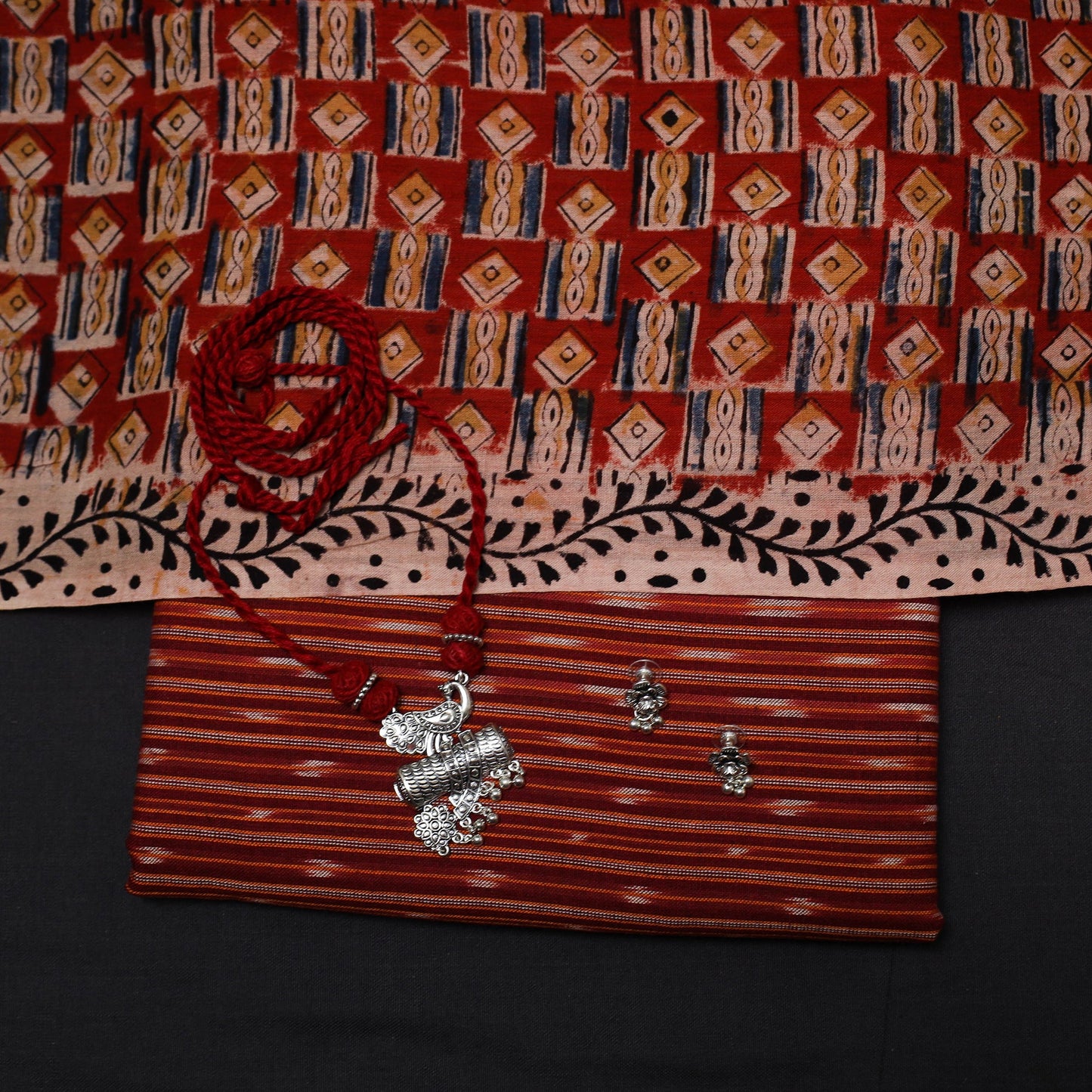 Pochampally ikat cotton 2pc unstitched dress material