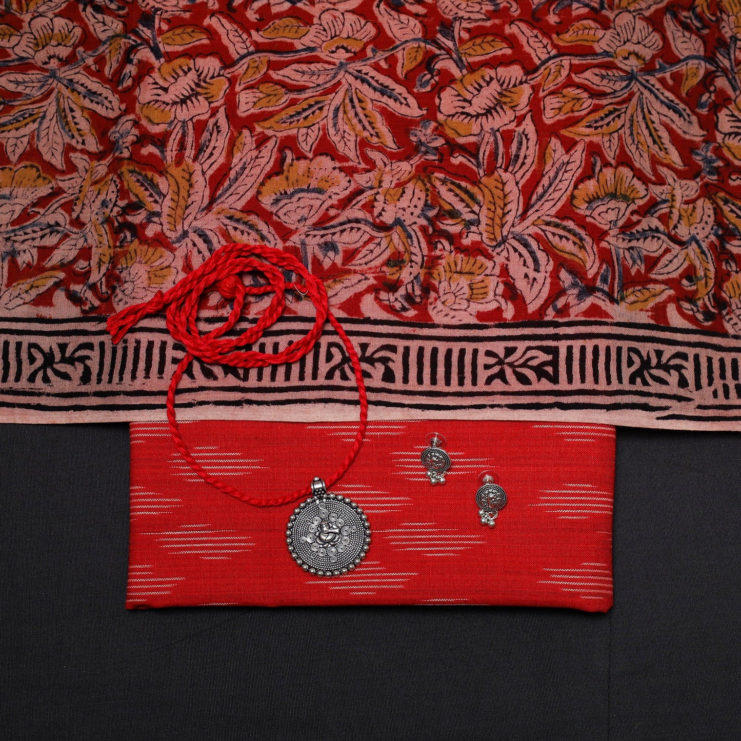 Pochampally ikat cotton 2pc unstitched dress material