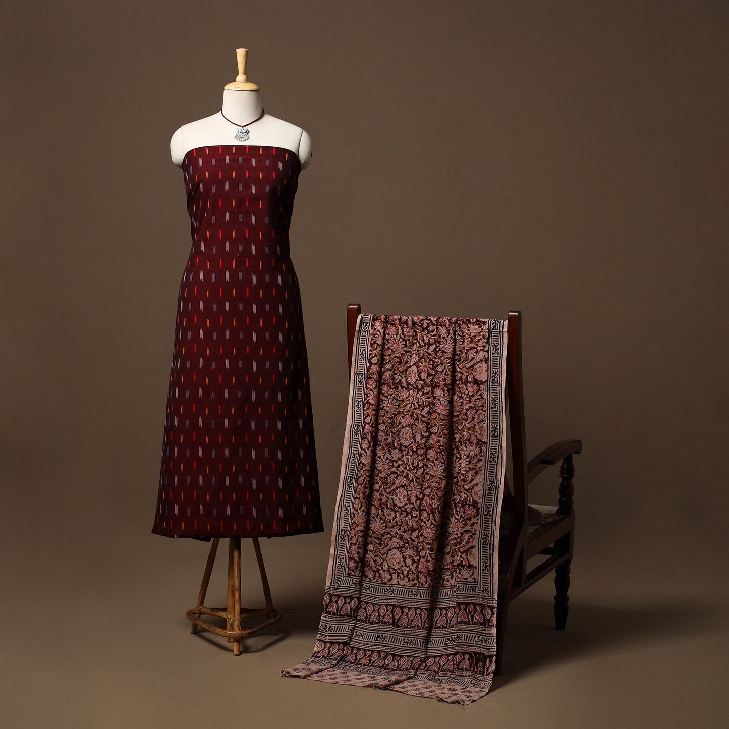 Pochampally ikat cotton 2pc unstitched dress material