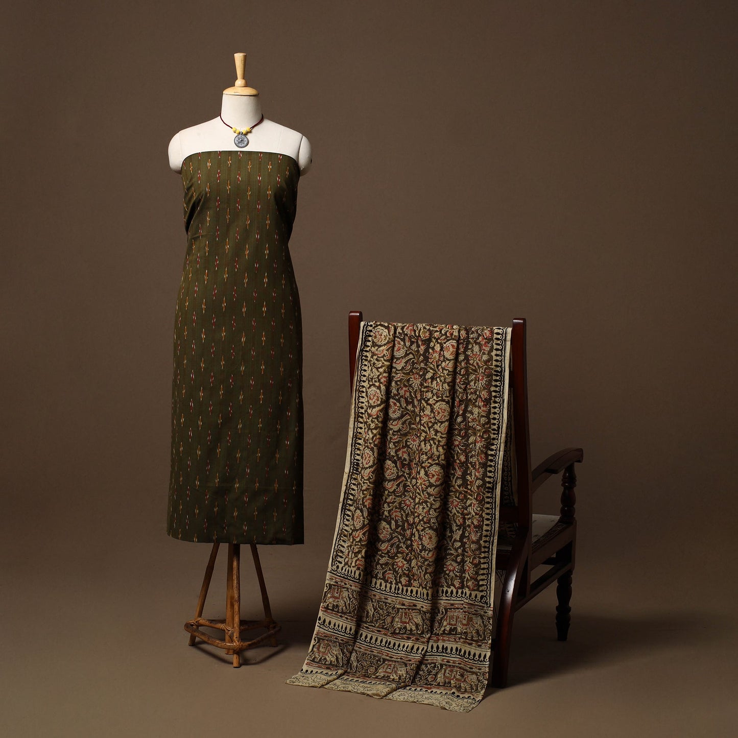 Pochampally ikat cotton 2pc unstitched dress material