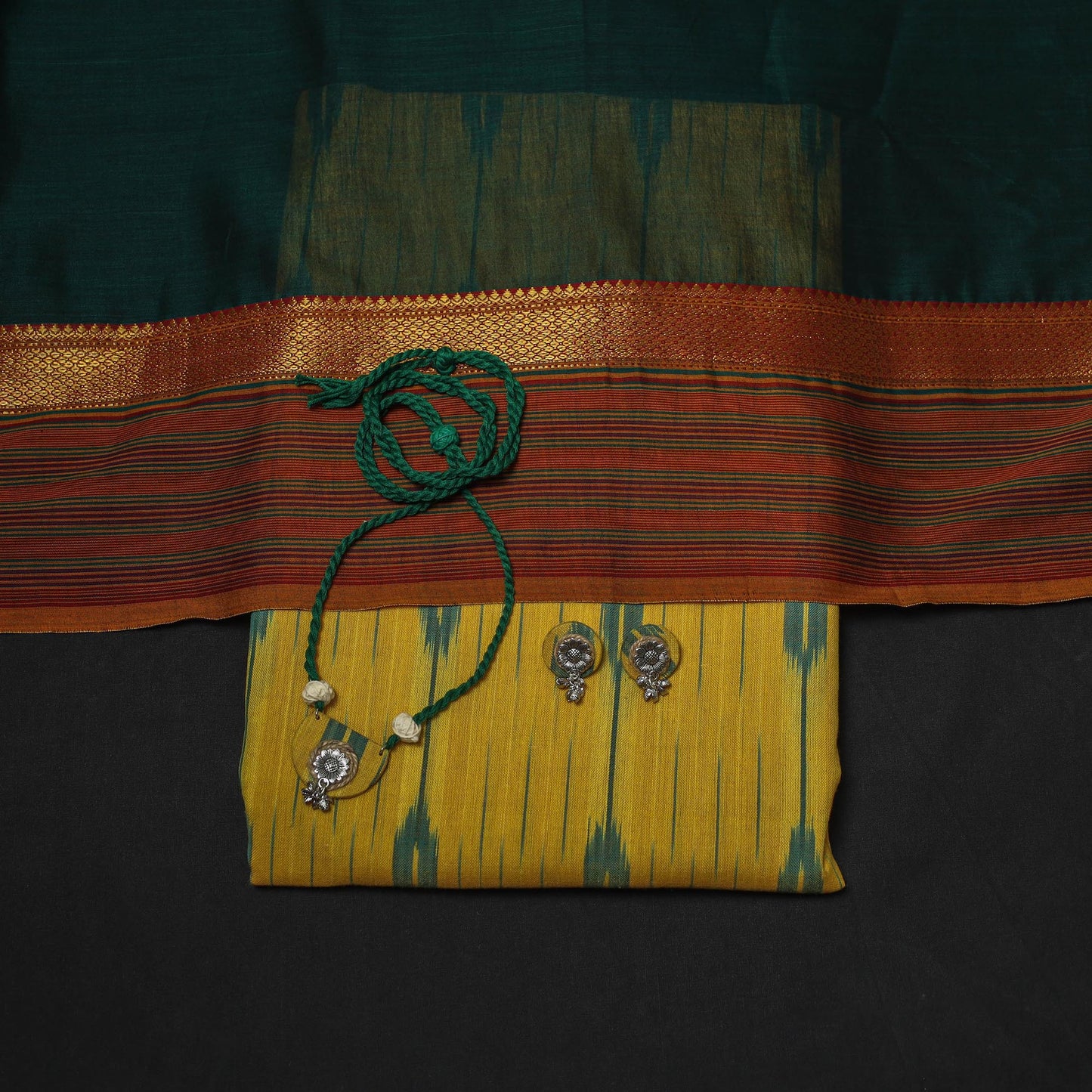 Pochampally ikat cotton 2pc unstitched dress material