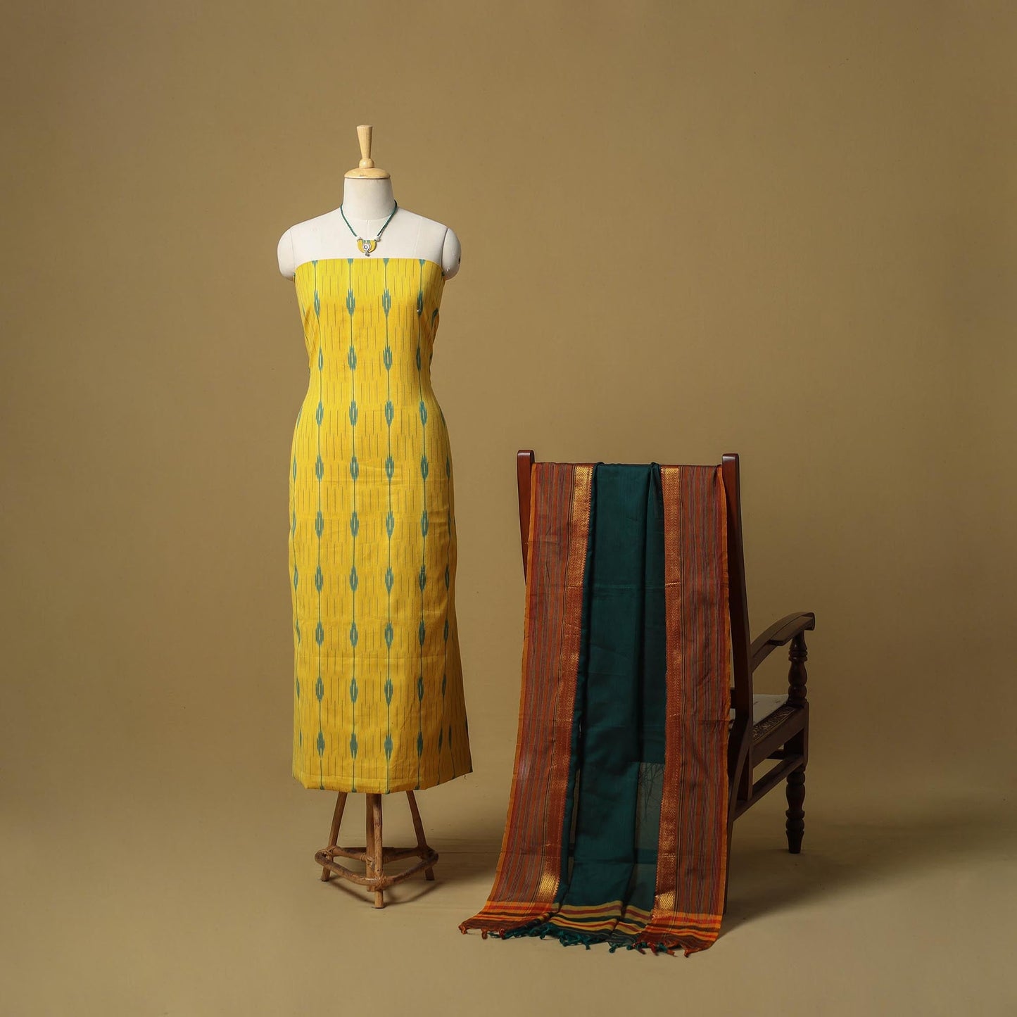 Pochampally ikat cotton 2pc unstitched dress material