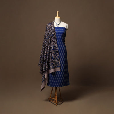 Pochampally ikat cotton 2pc unstitched dress material