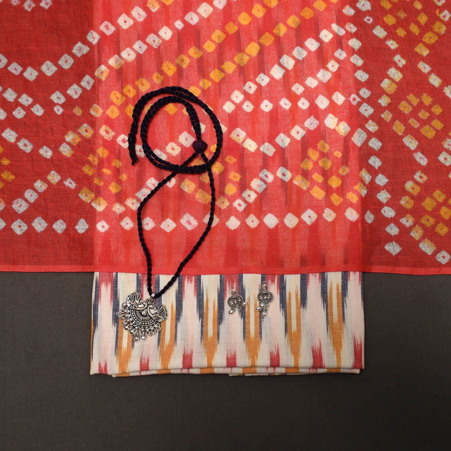 Pochampally ikat cotton 2pc unstitched dress material