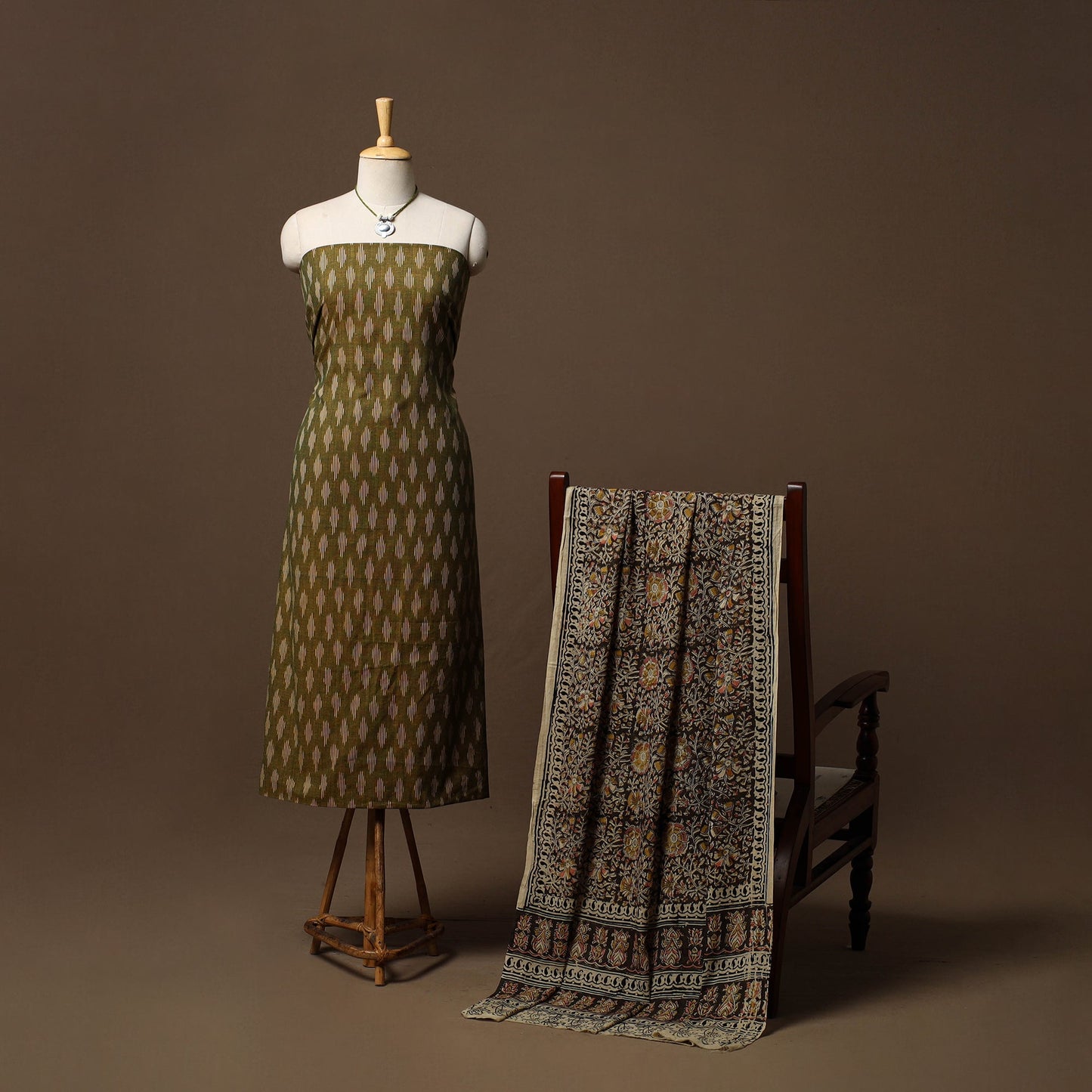 Pochampally ikat cotton 2pc unstitched dress material