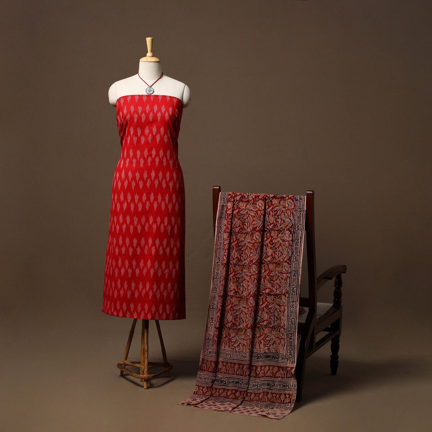 Pochampally ikat cotton 2pc unstitched dress material