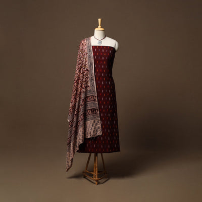 Pochampally ikat cotton 2pc unstitched dress material