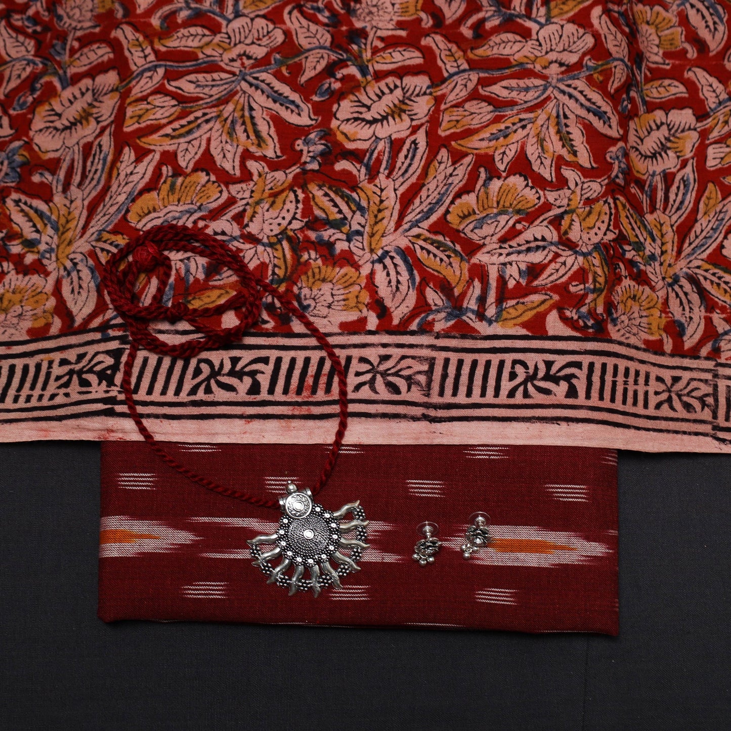 Pochampally ikat cotton 2pc unstitched dress material