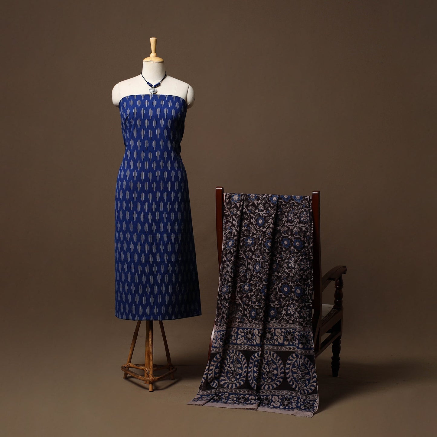 Pochampally ikat cotton 2pc unstitched dress material