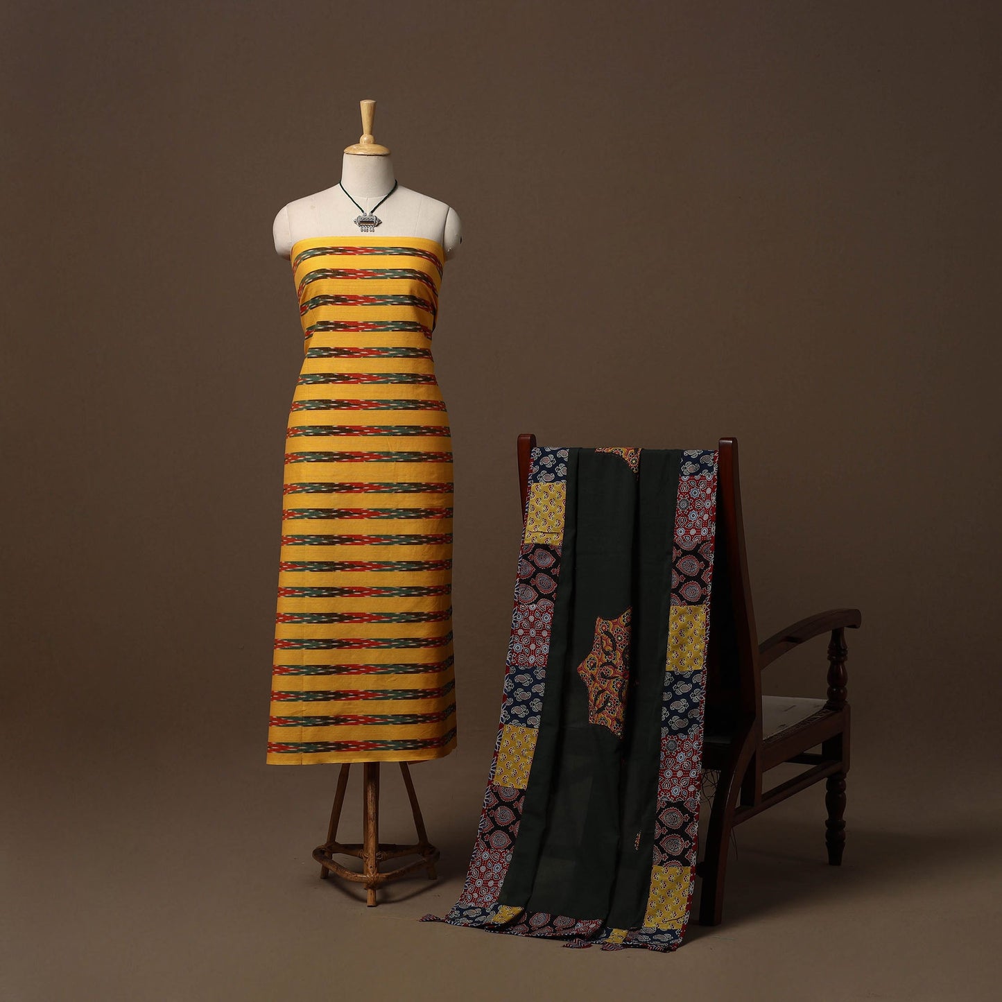 Pochampally ikat cotton 2pc unstitched dress material