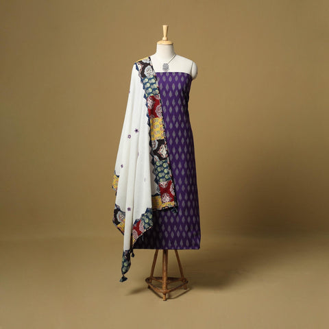 Pochampally ikat cotton 2pc unstitched dress material