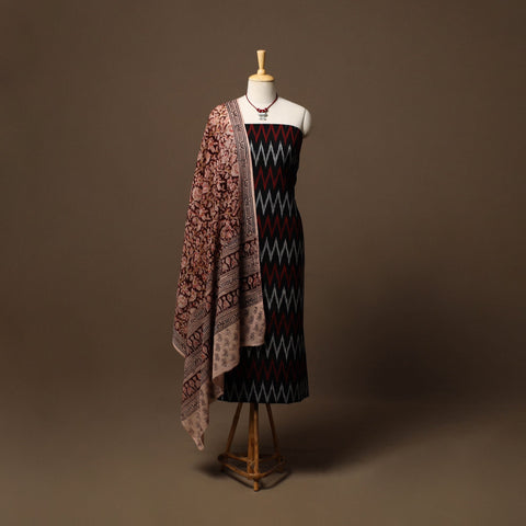 Pochampally ikat cotton 2pc unstitched dress material