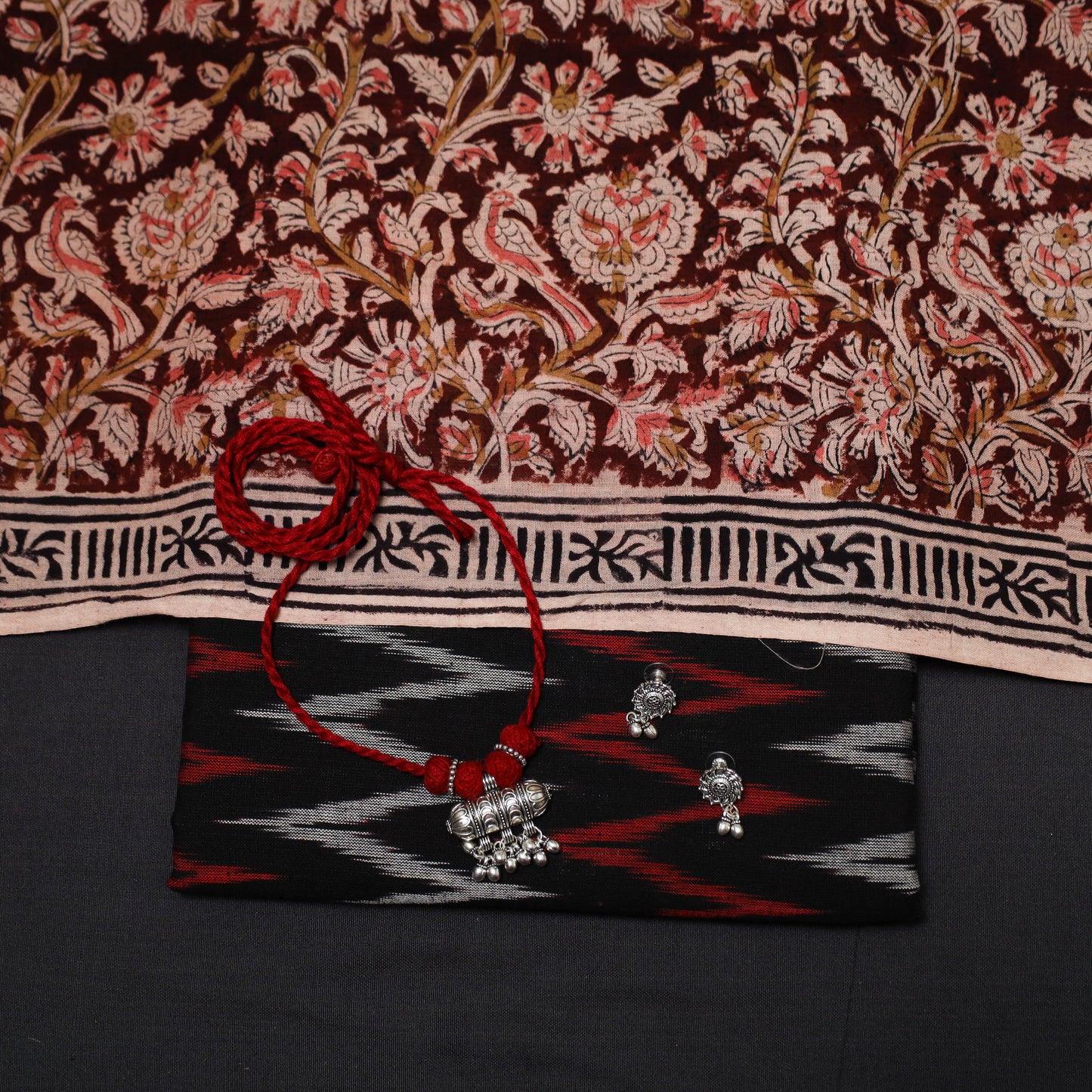 Pochampally ikat cotton 2pc unstitched dress material