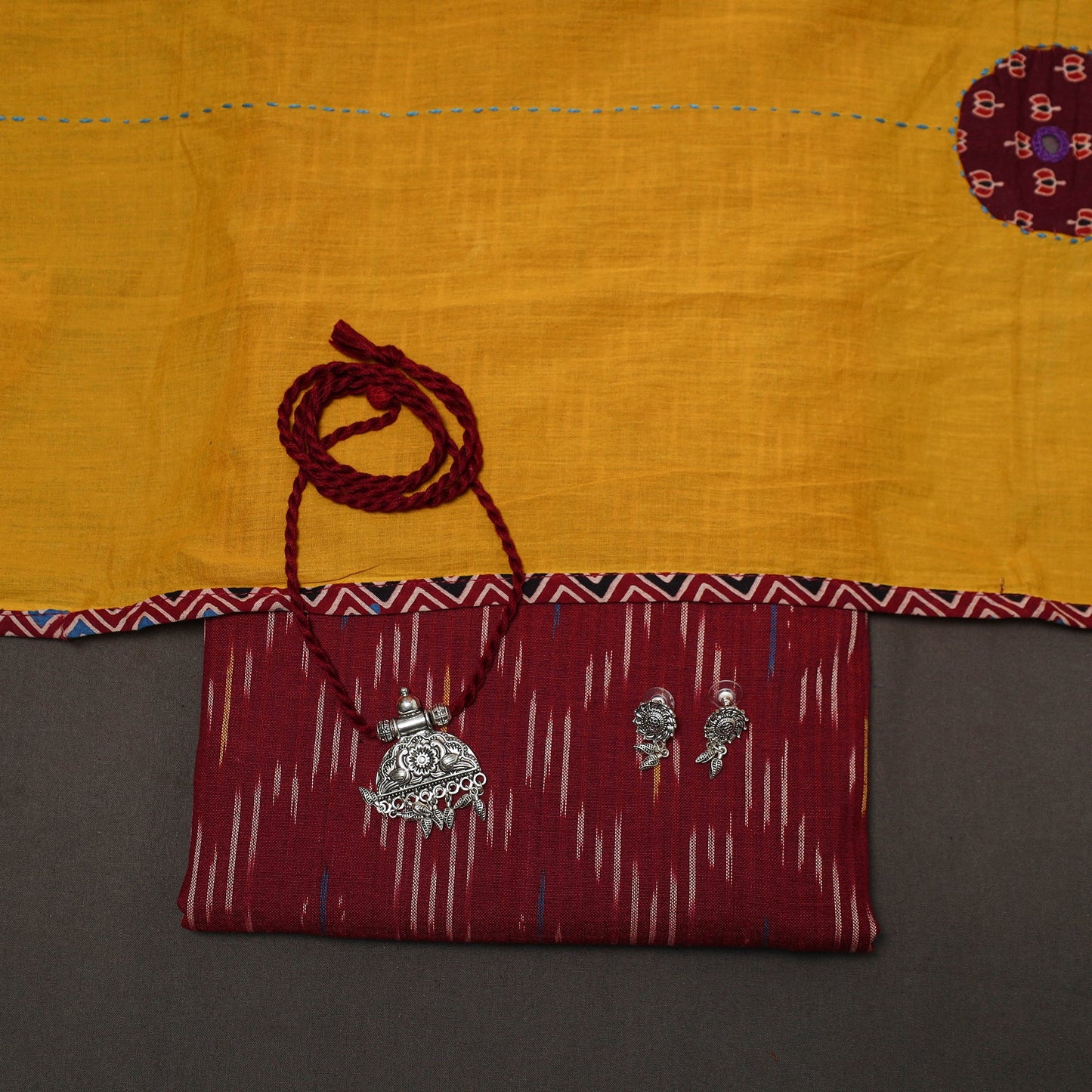 Pochampally ikat cotton 2pc unstitched dress material