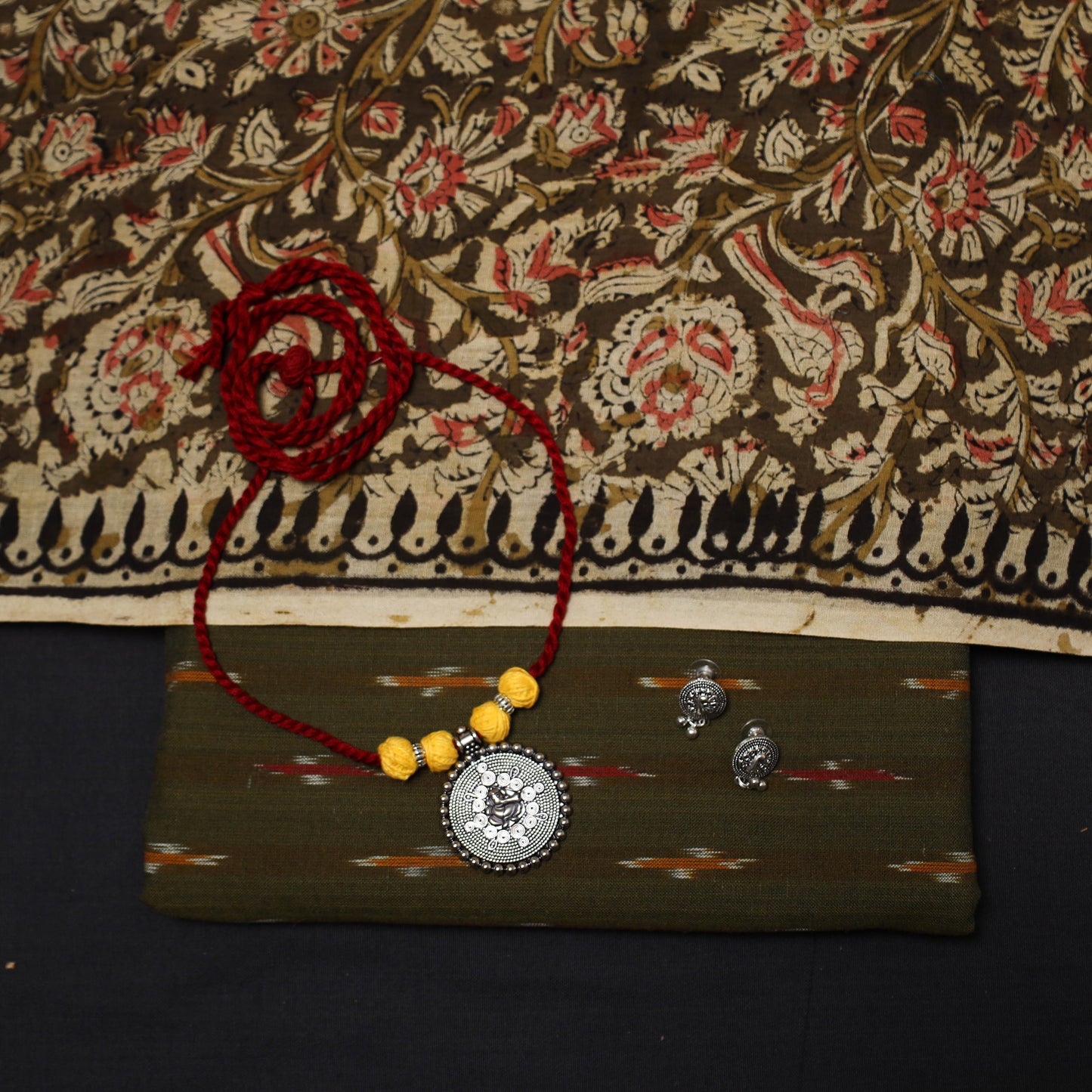 Pochampally ikat cotton 2pc unstitched dress material