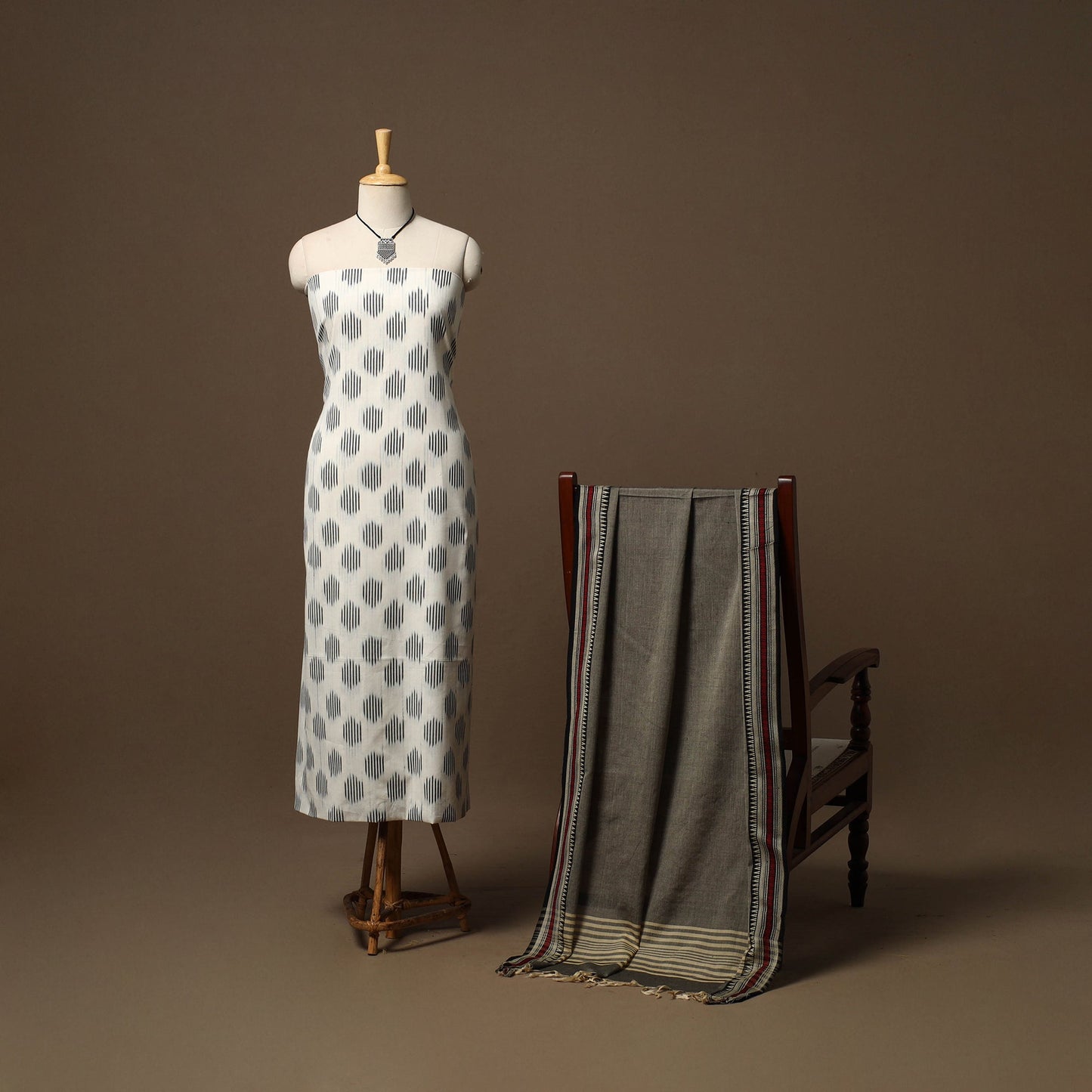 Pochampally ikat cotton 2pc unstitched dress material