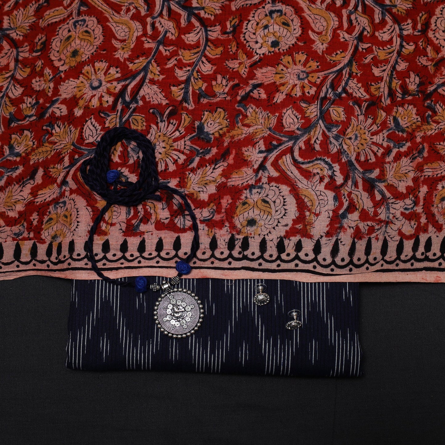 Pochampally ikat cotton 2pc unstitched dress material