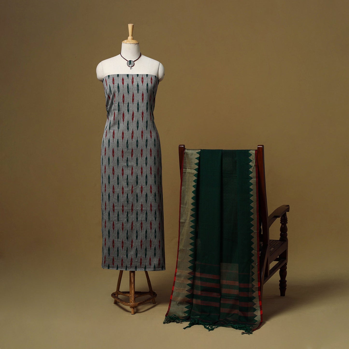 Pochampally ikat cotton 2pc unstitched dress material