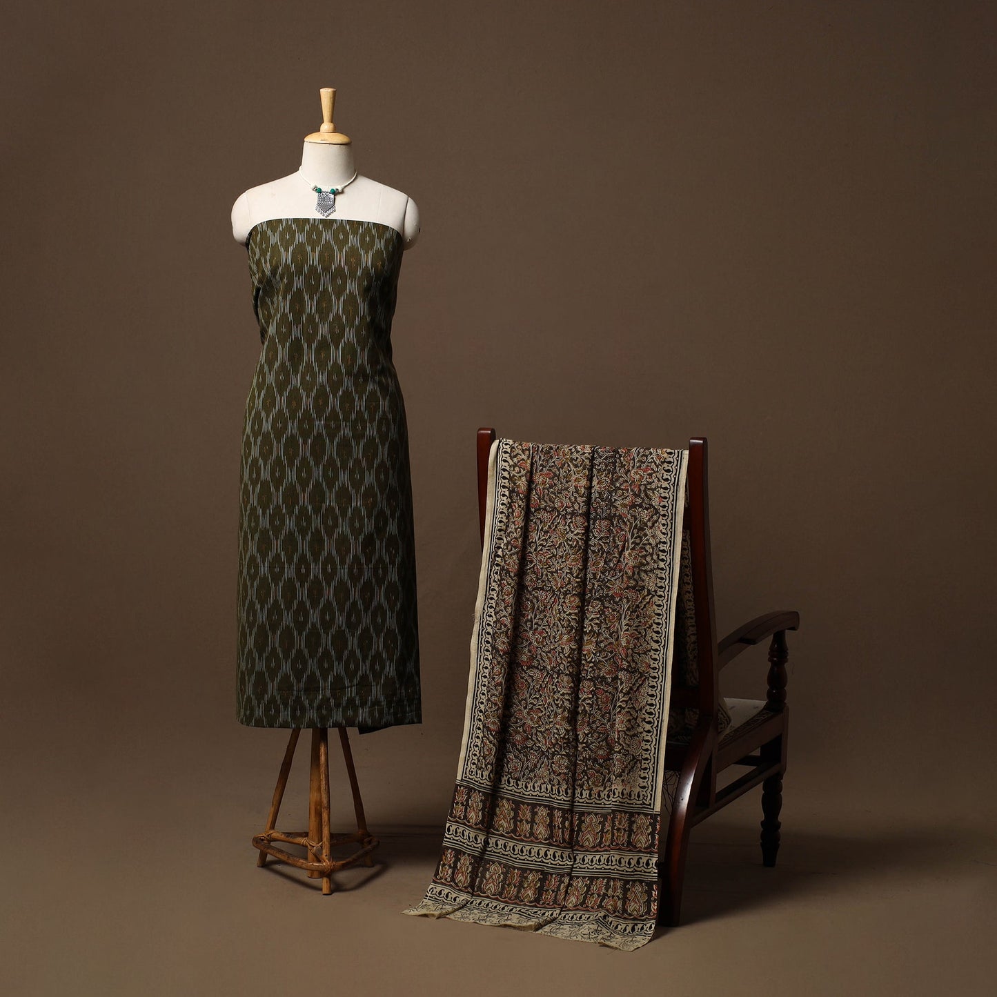 Pochampally ikat cotton 2pc unstitched dress material