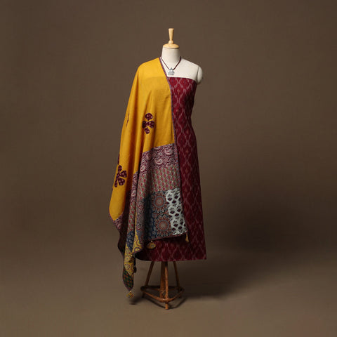 Pochampally ikat cotton 2pc unstitched dress material