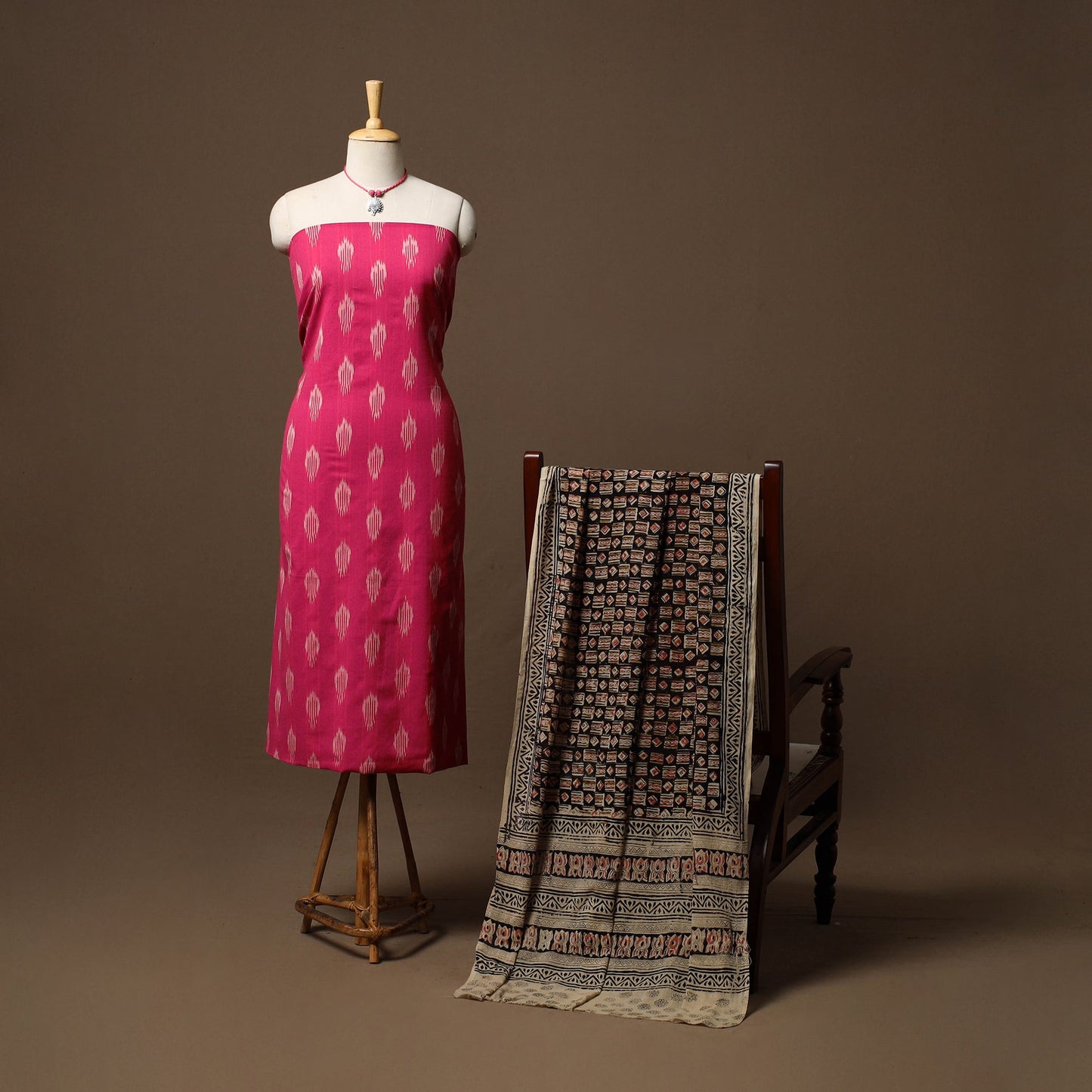 Pochampally ikat cotton 2pc unstitched dress material