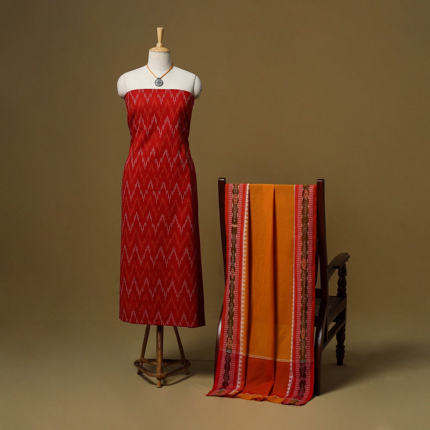 Pochampally ikat cotton 2pc unstitched dress material