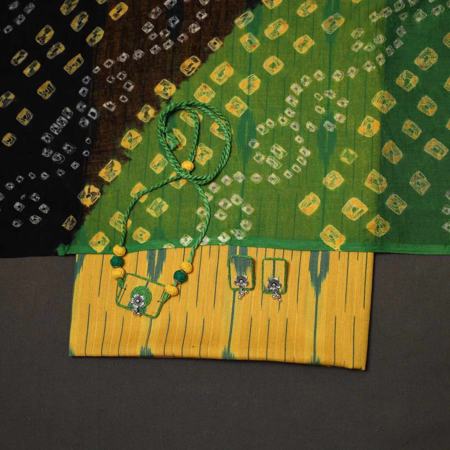 Pochampally ikat cotton 2pc unstitched dress material