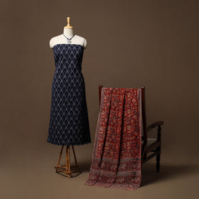 Pochampally ikat cotton 2pc unstitched dress material