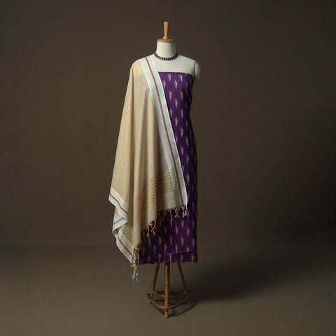 Pochampally ikat cotton 2pc unstitched dress material kurta