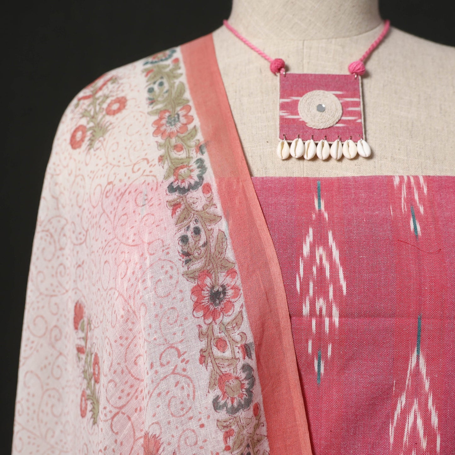 Pochampally ikat cotton 2pc unstitched dress material kurta