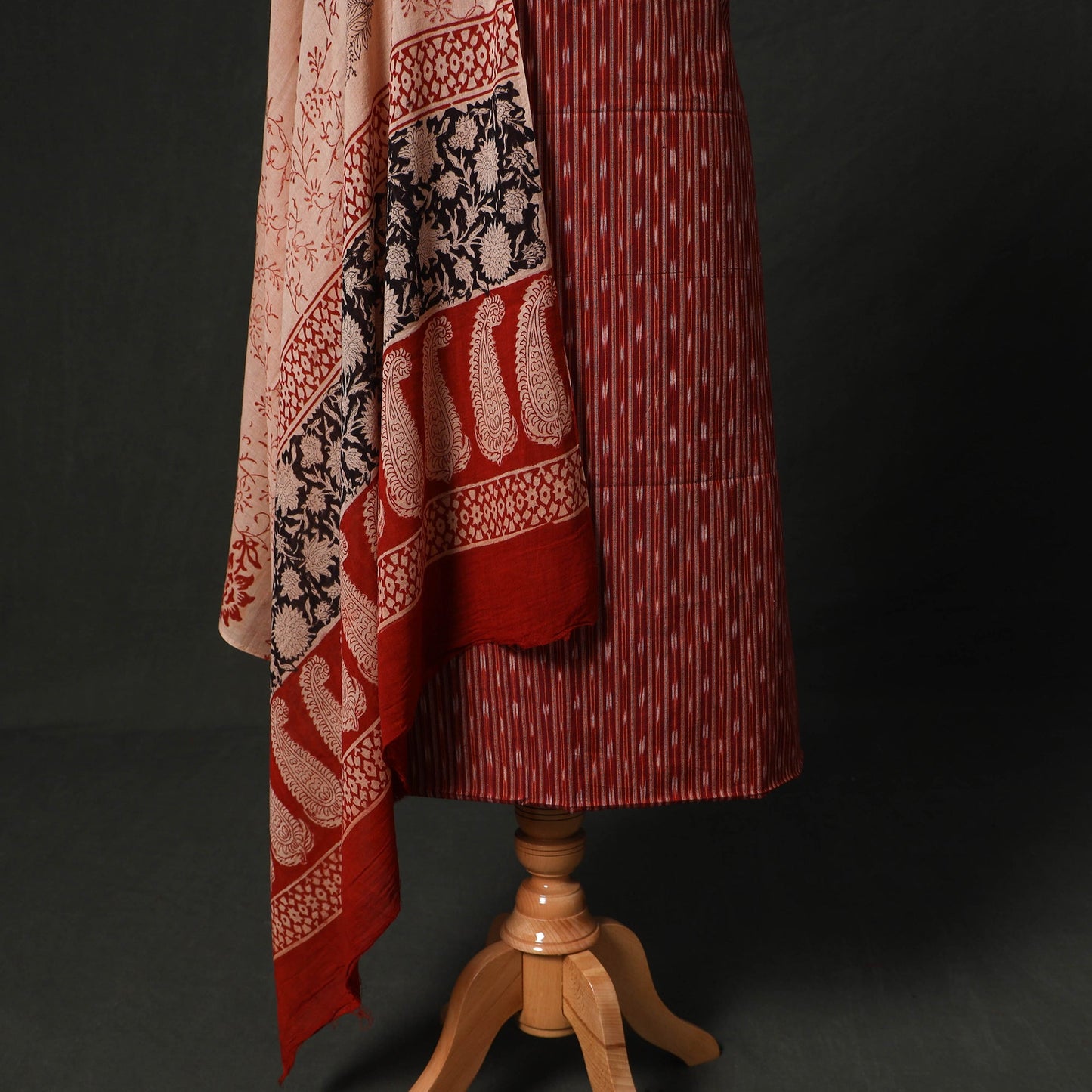 Pochampally ikat cotton 2pc unstitched dress material kurta