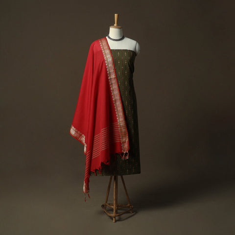 Pochampally ikat cotton 2pc unstitched dress material kurta