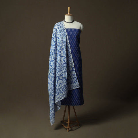 Pochampally ikat cotton 2pc unstitched dress material kurta