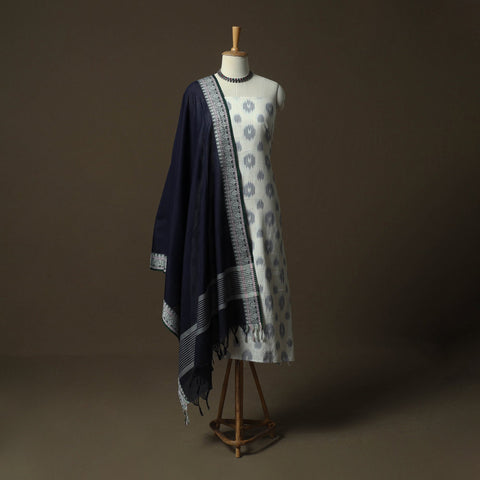 Pochampally ikat cotton 2pc unstitched dress material kurta