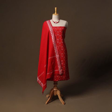 Pochampally ikat cotton 2pc unstitched dress material kurta