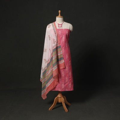 Pochampally ikat cotton 2pc unstitched dress material kurta