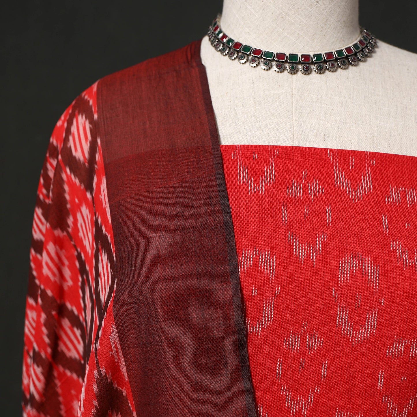 Pochampally ikat cotton 2pc unstitched dress material kurta