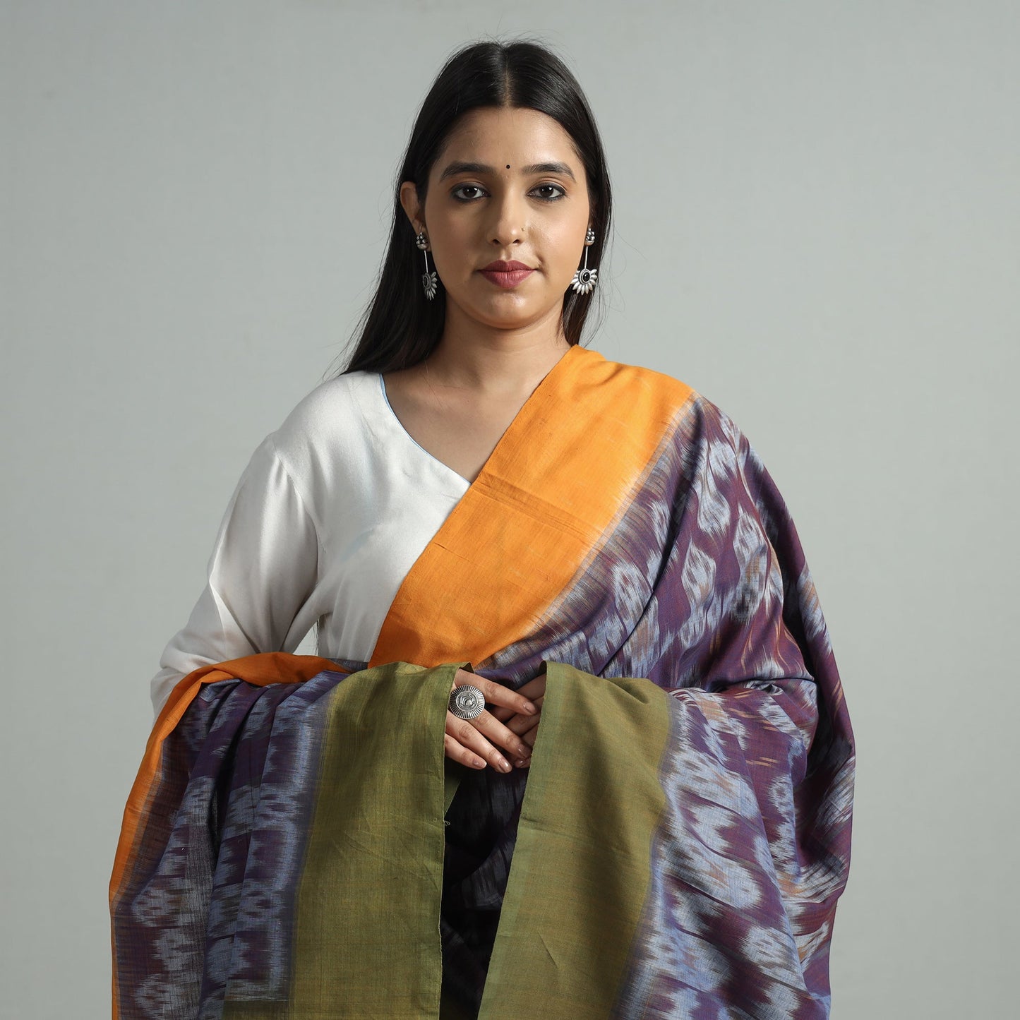  Pochampally Ikat Cotton Handloom Dupatta 67 Online 
