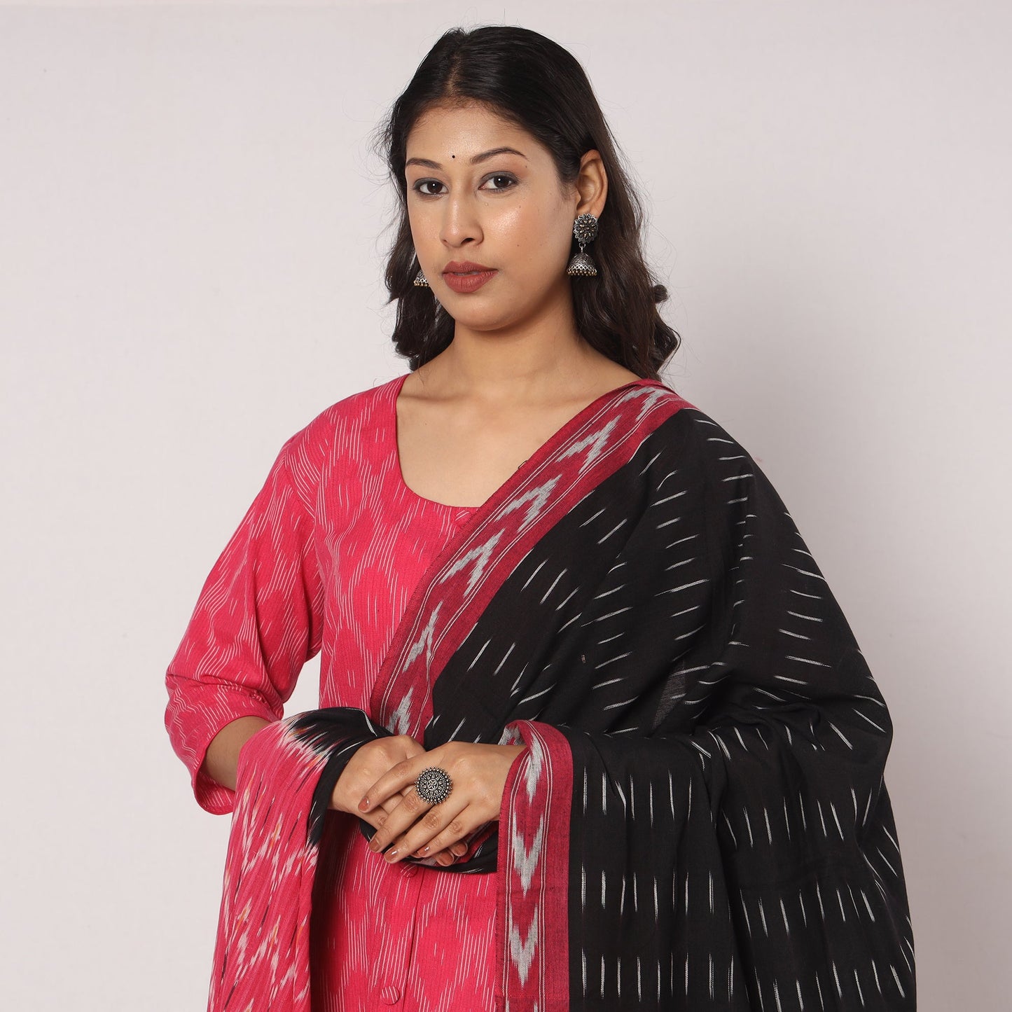 Pochampally Ikat Kurta with Palazzo & Dupatta Set

