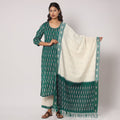 Pochampally Ikat Kurta with Palazzo & Dupatta Set
