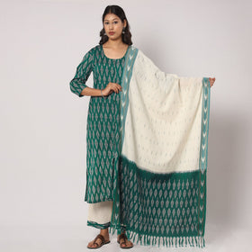 Pochampally Ikat Kurta with Palazzo & Dupatta Set
