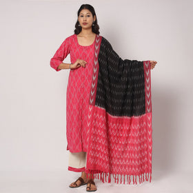 Pochampally Ikat Kurta with Palazzo & Dupatta Set
