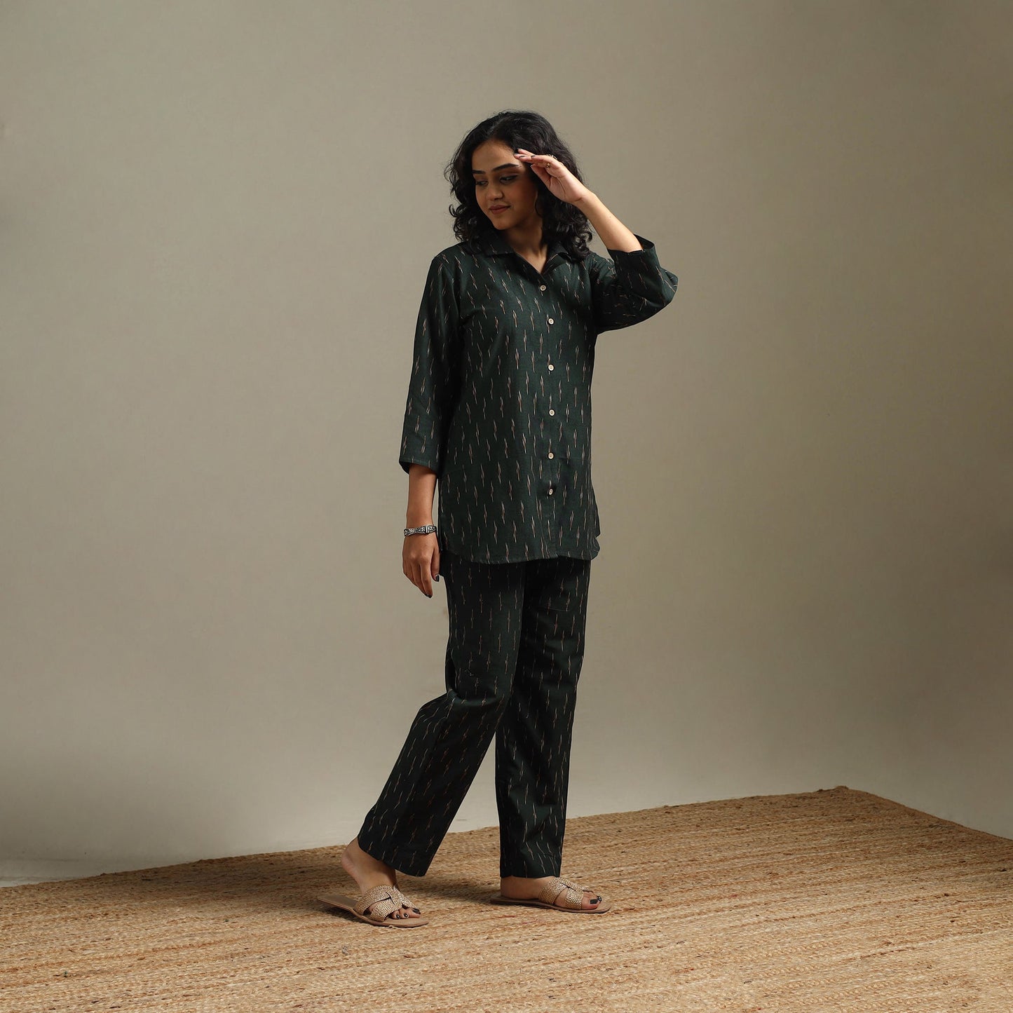 Pochampally ikat cotton night suit set 02 - handcrafted
